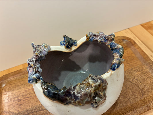 White and Lavender Coral Vase Vessel