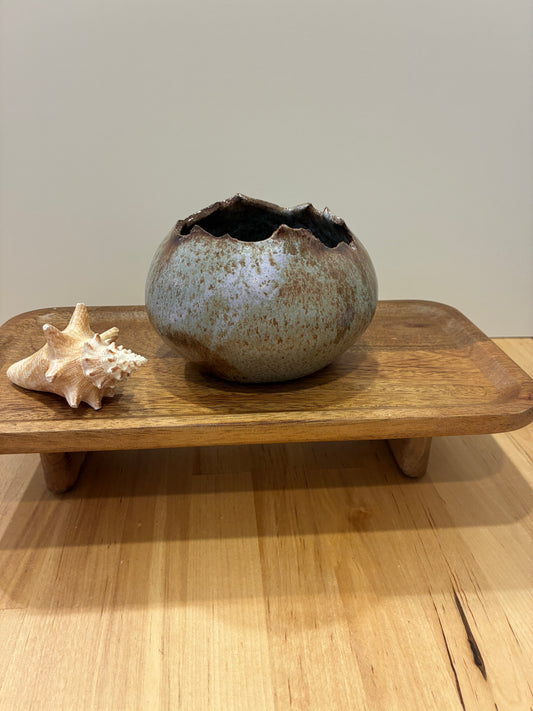 Brown and Lavender Torn Edge Vessel