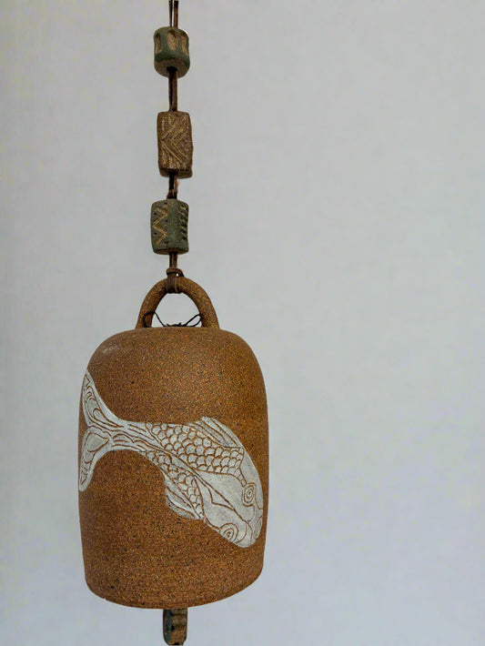 Sgraffito Fish Ceramic Wind Chime
