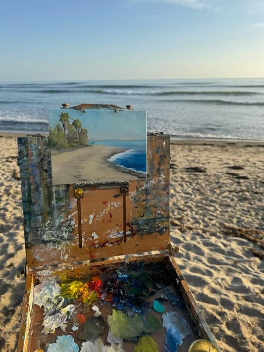 San Onofre Beach Day – Original Plein Air Oil Painting by Claire Miller