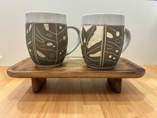 Botanical Leaf Panel Ceramic Mug