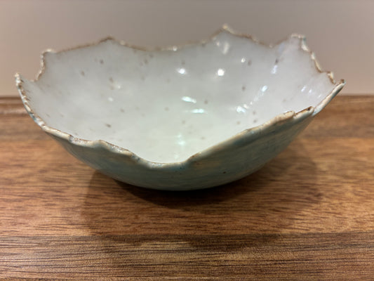 Aqua Torn-Edge Ceramic Bowl