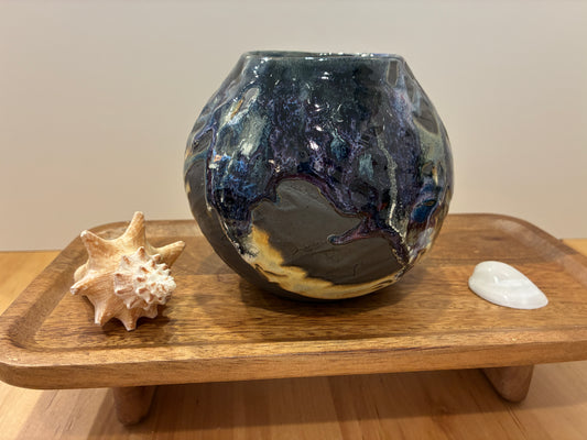 Round Blue Purple Kelp Vase