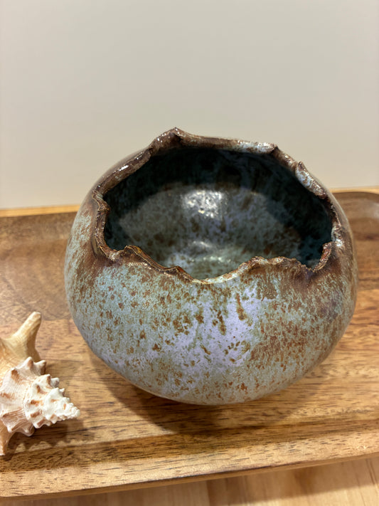 Brown and Lavender Torn Edge Vessel