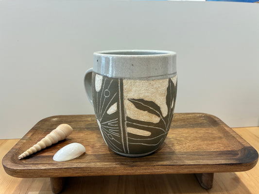Botanical Leaf Panel Ceramic Mug