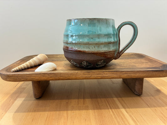 Green with Brown Stamped Mug