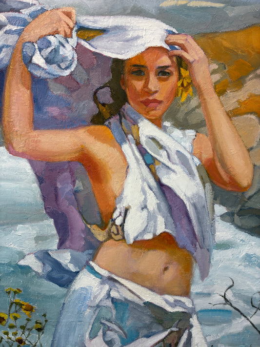 Among the Golden Blooms - Original Oil Painting by Sonny Craig Gurule