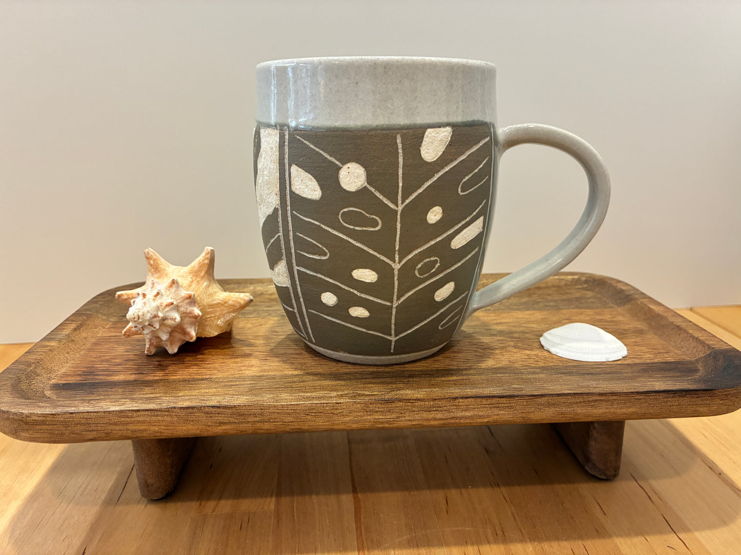 Botanical Leaf Panel Ceramic Mug