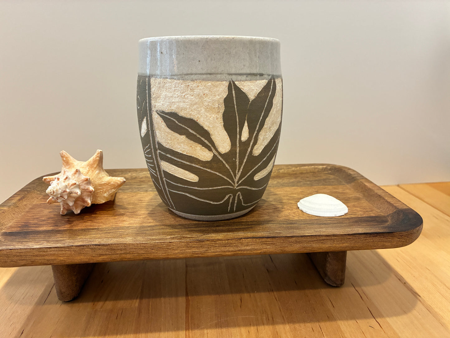 Botanical Leaf Panel Ceramic Mug