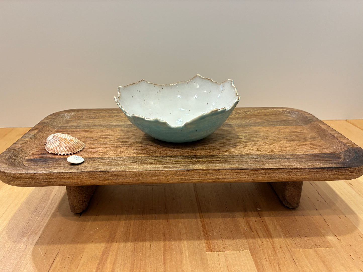 Aqua Torn-Edge Ceramic Bowl