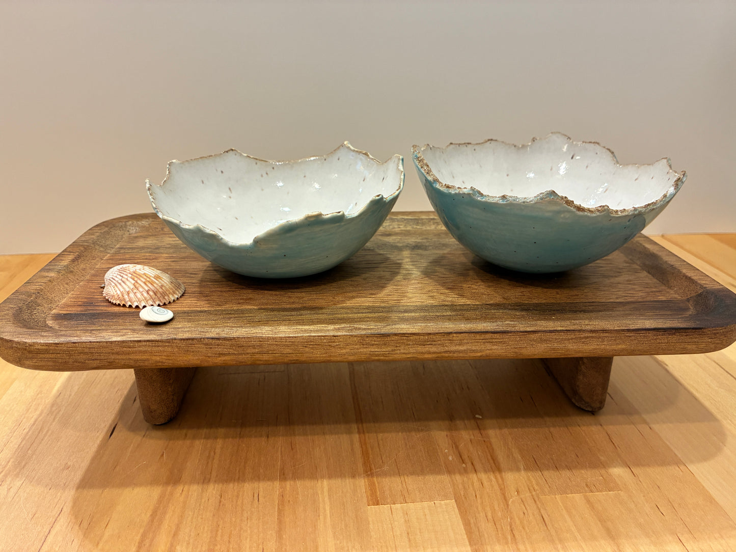 Aqua Torn-Edge Ceramic Bowl