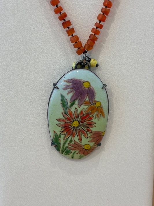 Carnellian & Enamel Necklace