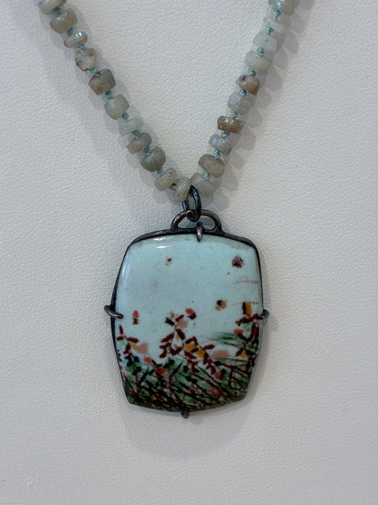 Aquamarine & Enamel Necklace