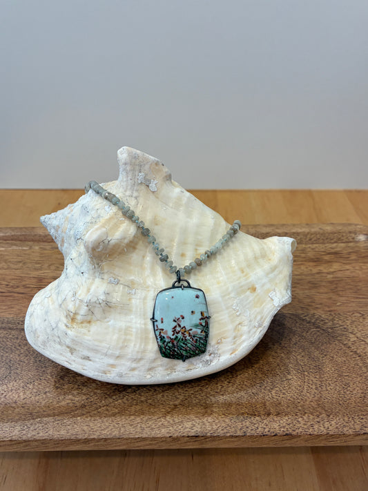 Aquamarine & Enamel Necklace