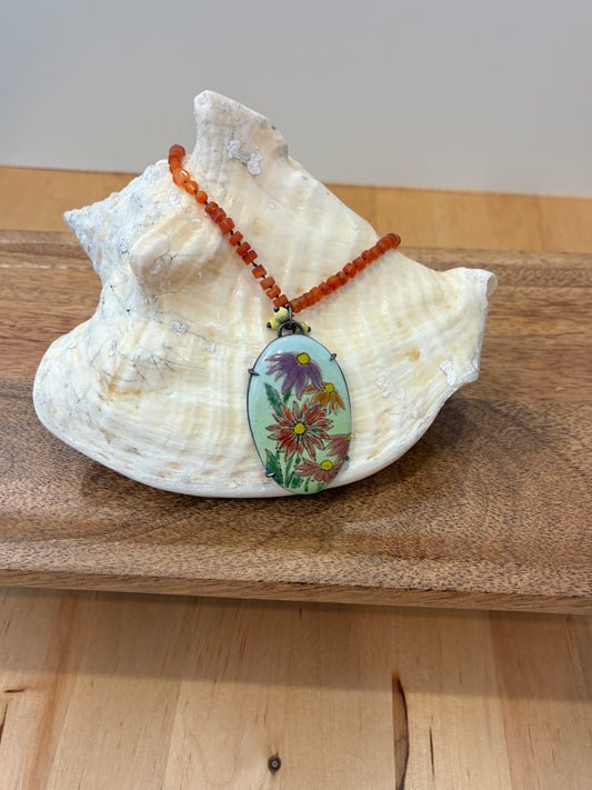 Carnellian & Enamel Necklace