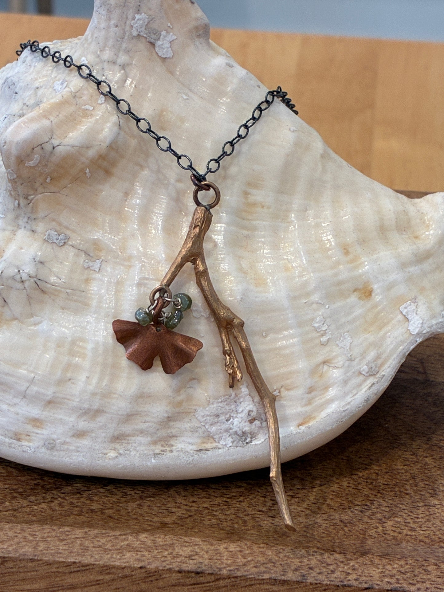 Nature's Elements Necklace with Ginkgo Leaf