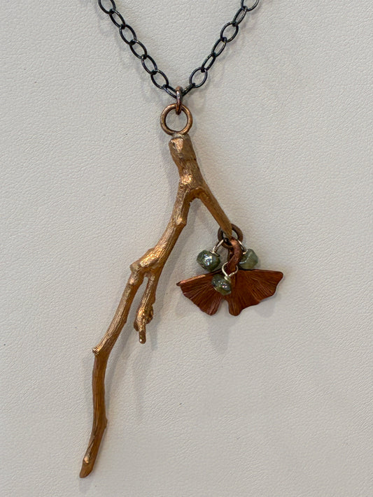 Nature's Elements Necklace with Ginkgo Leaf
