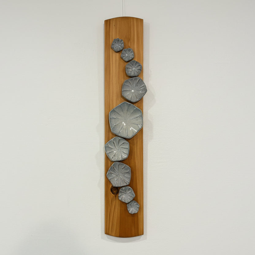 Hand-Crafted Ceramic Flowers on Wood by Robert Salem