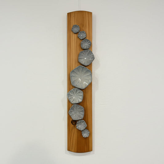 Hand-Crafted Ceramic Flowers on Wood by Robert Salem