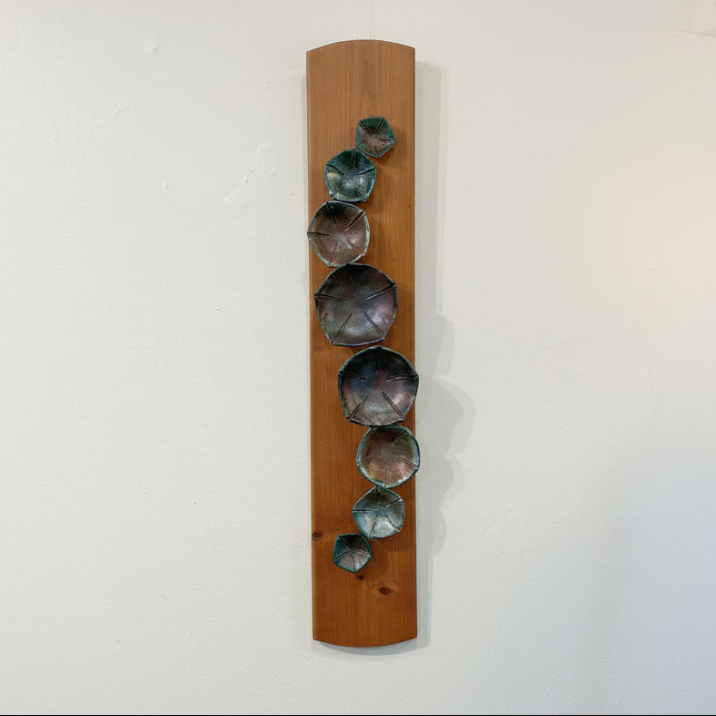Hand-Crafted Ceramic Flowers on Wood by Robert Salem
