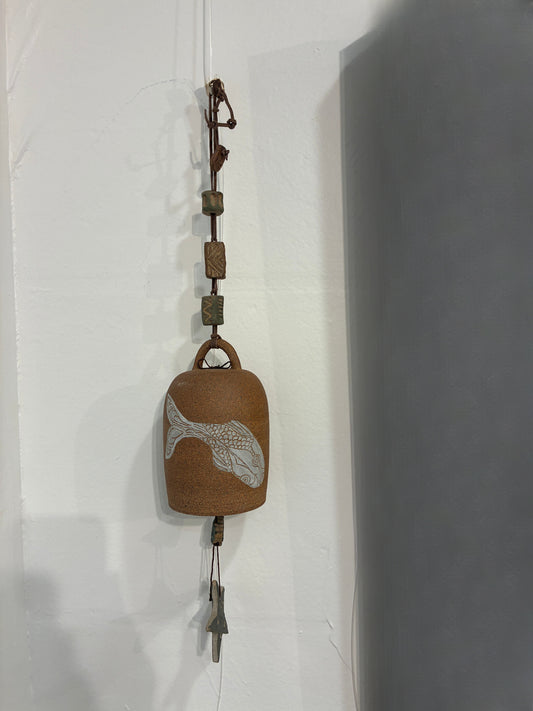 Sgraffito Fish Ceramic Wind Chime