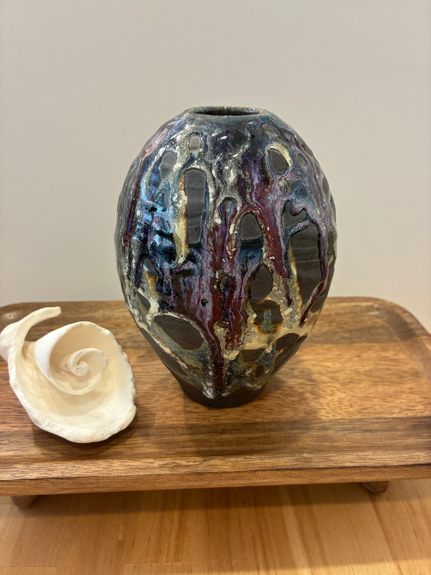 Oval Blue Purple Kelp Vase