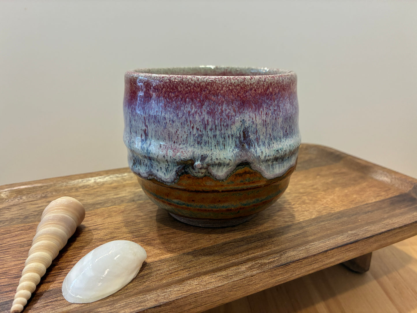 Cozy Handleless Purple and Brown Mug