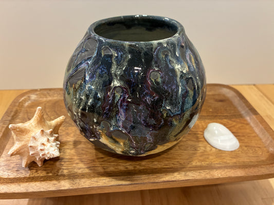 Round Blue Purple Kelp Vase