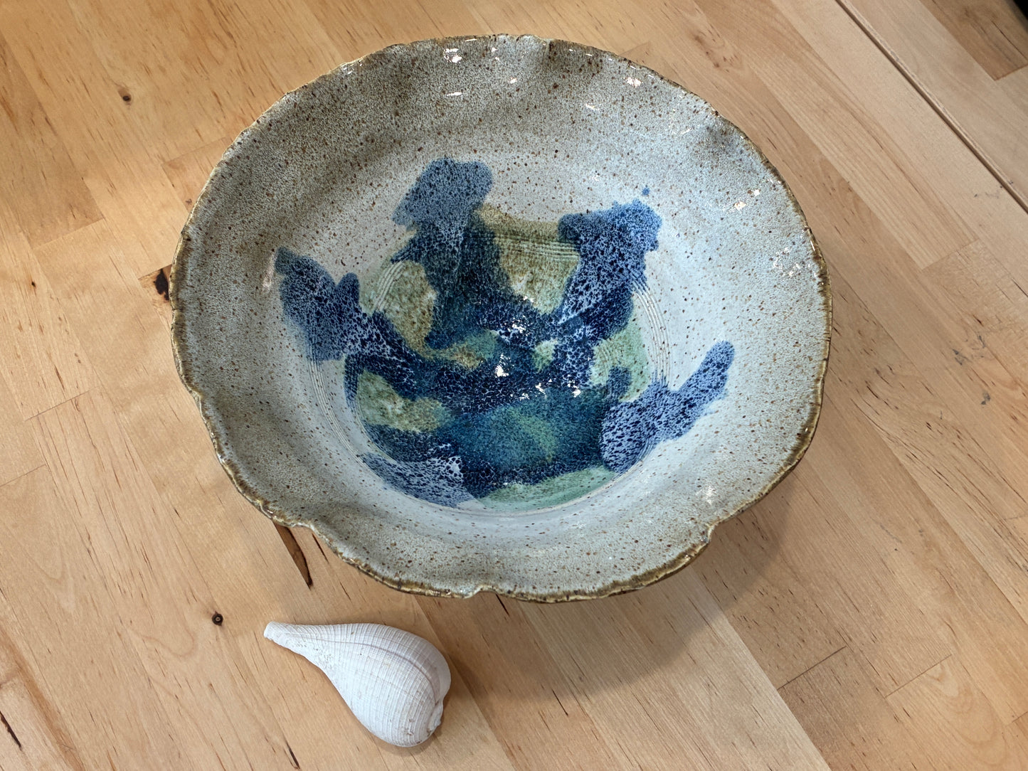 Sea Floor Ruffled Ceramic Bowl